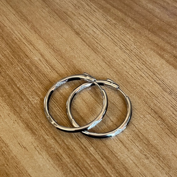 Black Onyx and Diamond Sterling Silver Earrings - Picture 4 of 4